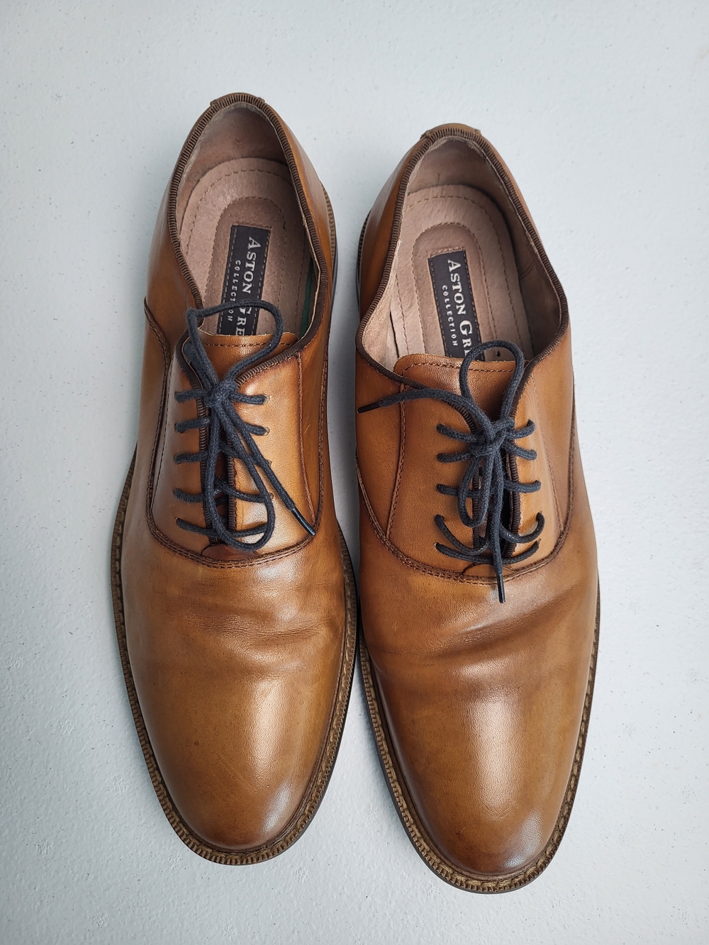 Aston Grey Men's Cognac Leather Derby Shoes